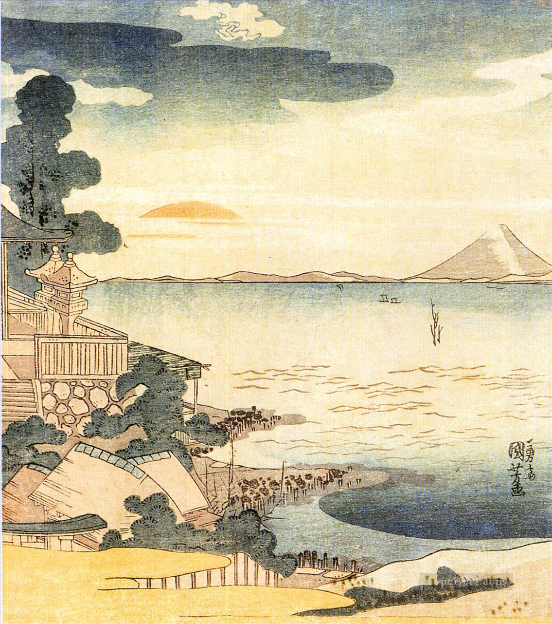 富士山の眺め2 歌川国芳 浮世絵油絵